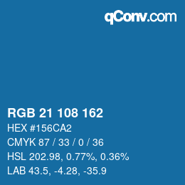 Color code: RGB 21 108 162 | qconv.com
