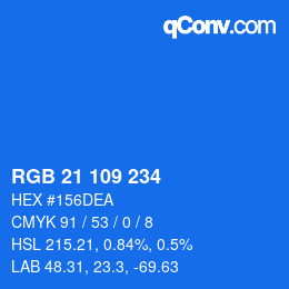 Color code: RGB 21 109 234 | qconv.com