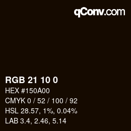 Color code: RGB 21 10 0 | qconv.com