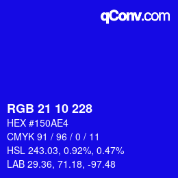 Color code: RGB 21 10 228 | qconv.com