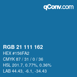 Color code: RGB 21 111 162 | qconv.com