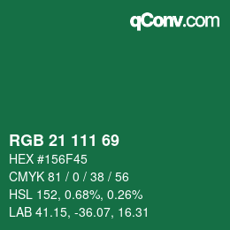 Farbcode: RGB 21 111 69 | qconv.com