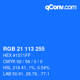Color code: RGB 21 113 255 | qconv.com