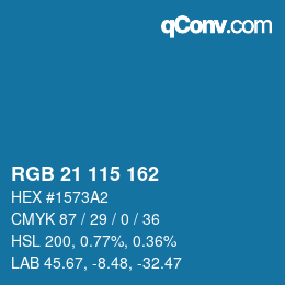 Color code: RGB 21 115 162 | qconv.com