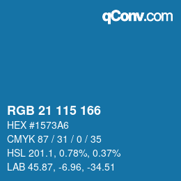 Color code: RGB 21 115 166 | qconv.com