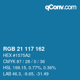 Color code: RGB 21 117 162 | qconv.com