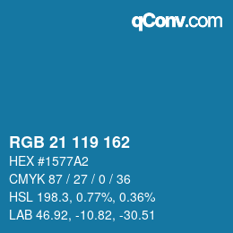 Color code: RGB 21 119 162 | qconv.com