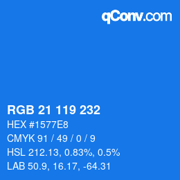 Color code: RGB 21 119 232 | qconv.com
