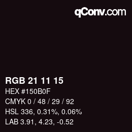 Color code: RGB 21 11 15 | qconv.com