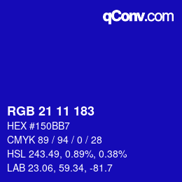 Color code: RGB 21 11 183 | qconv.com