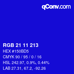 Color code: RGB 21 11 213 | qconv.com