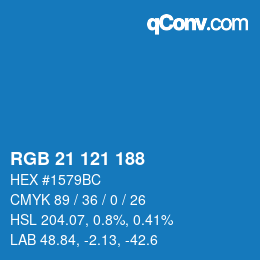 Color code: RGB 21 121 188 | qconv.com