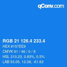 カラーコード: RGB 21 126.4 233.4 | qconv.com