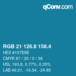 カラーコード: RGB 21 126.8 158.4 | qconv.com