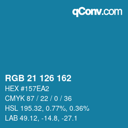 Color code: RGB 21 126 162 | qconv.com