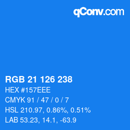 Color code: RGB 21 126 238 | qconv.com