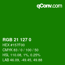 Color code: RGB 21 127 0 | qconv.com