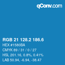 カラーコード: RGB 21 128.2 186.6 | qconv.com