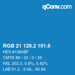 カラーコード: RGB 21 128.2 191.6 | qconv.com