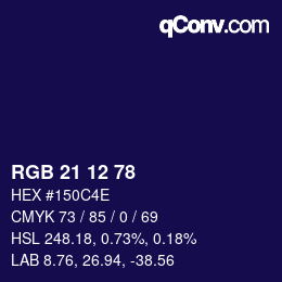 Color code: RGB 21 12 78 | qconv.com
