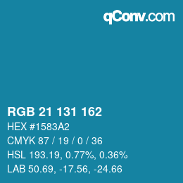 カラーコード: RGB 21 131 162 | qconv.com