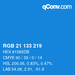 Color code: RGB 21 133 219 | qconv.com