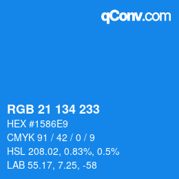 Color code: RGB 21 134 233 | qconv.com