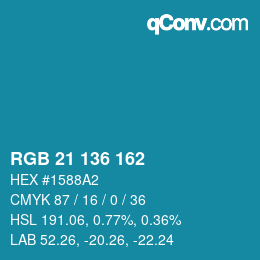 Farbcode: RGB 21 136 162 | qconv.com