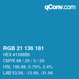 Color code: RGB 21 136 181 | qconv.com