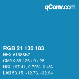 Color code: RGB 21 136 183 | qconv.com
