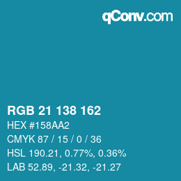 Color code: RGB 21 138 162 | qconv.com