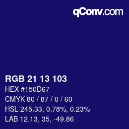 Color code: RGB 21 13 103 | qconv.com