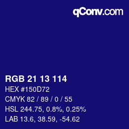 Color code: RGB 21 13 114 | qconv.com