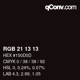 Color code: RGB 21 13 13 | qconv.com