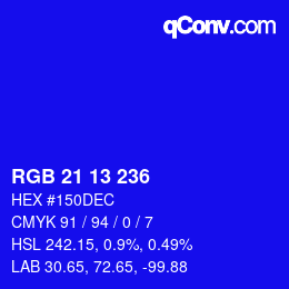Color code: RGB 21 13 236 | qconv.com