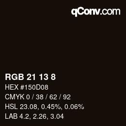カラーコード: RGB 21 13 8 | qconv.com