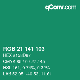 Color code: RGB 21 141 103 | qconv.com