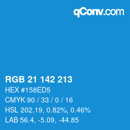 Color code: RGB 21 142 213 | qconv.com