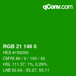 Color code: RGB 21 146 0 | qconv.com