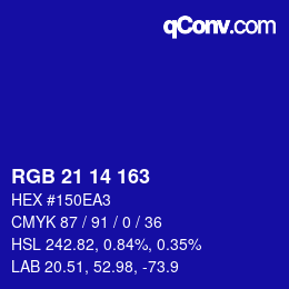 Color code: RGB 21 14 163 | qconv.com