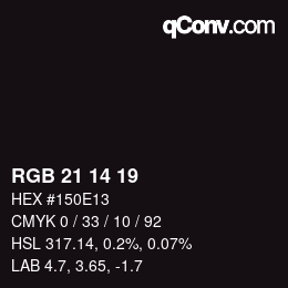 Color code: RGB 21 14 19 | qconv.com