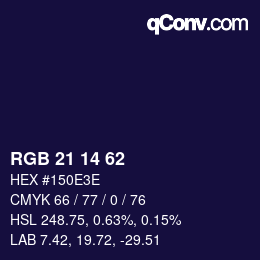 Código de color: RGB 21 14 62 | qconv.com
