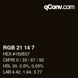 Color code: RGB 21 14 7 | qconv.com