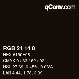 Color code: RGB 21 14 8 | qconv.com