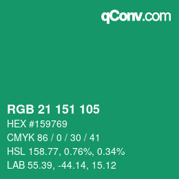 Color code: RGB 21 151 105 | qconv.com