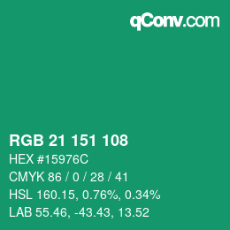 Color code: RGB 21 151 108 | qconv.com
