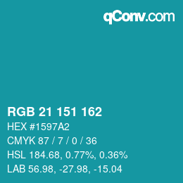 Color code: RGB 21 151 162 | qconv.com