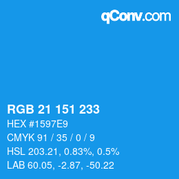 Color code: RGB 21 151 233 | qconv.com