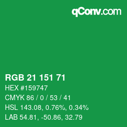 Color code: RGB 21 151 71 | qconv.com