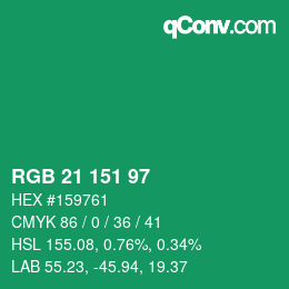 Color code: RGB 21 151 97 | qconv.com